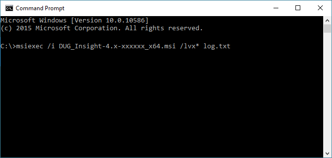 Installing with logging options