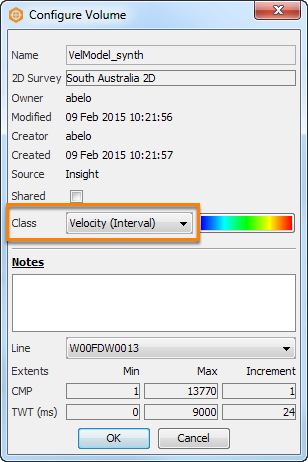 Set the class of the result volume to Velocity (Interval)
