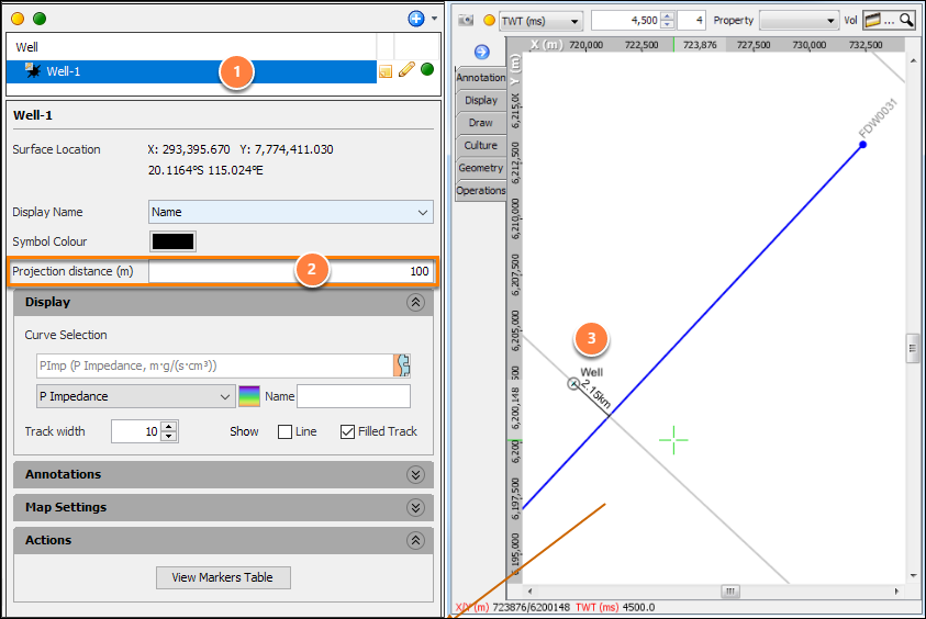 Increase well projection distance