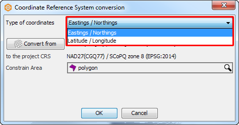 Select the type of coordinates
