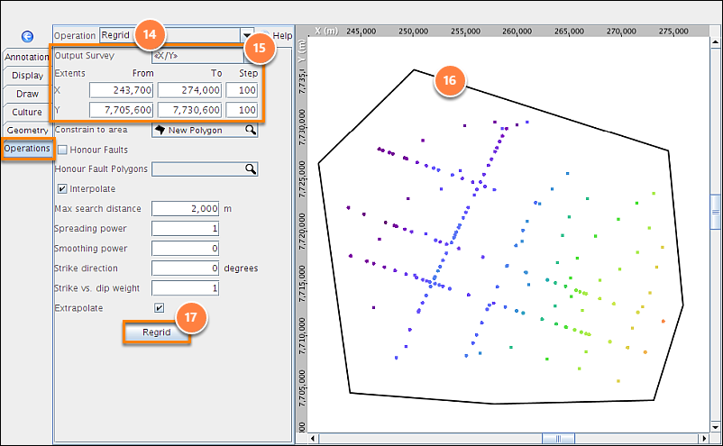 Draw a polygon around the imported horizons