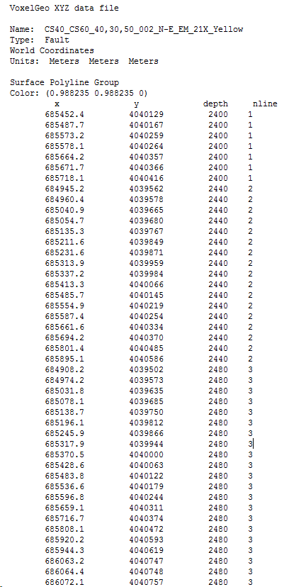 Importing fault sticks from a VoxelGeo XYZ fault file
