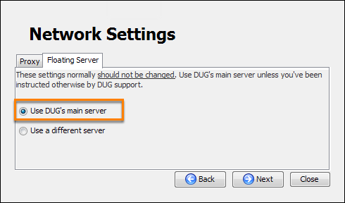 Check floating server