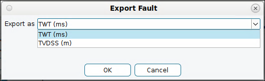 Select time/depth domain for fault export