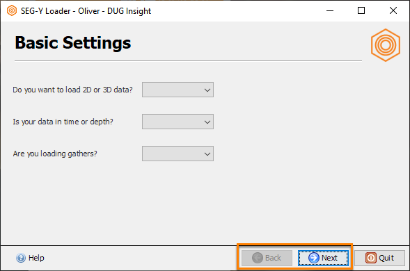 Follow steps in the SEG-Y loading wizard