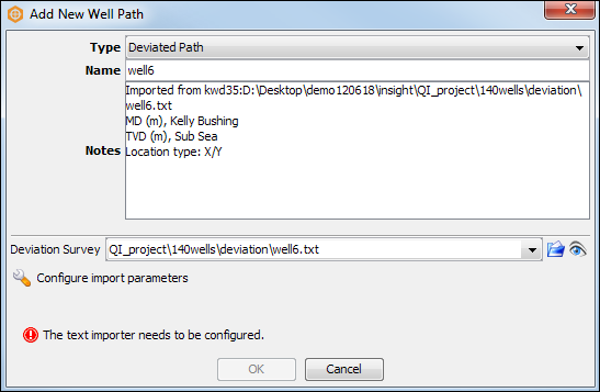 Define a well with deviated path