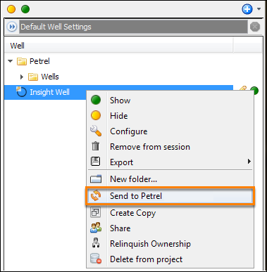 Send an item from Insight to Petrel