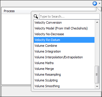 Create a velocity re-datum process