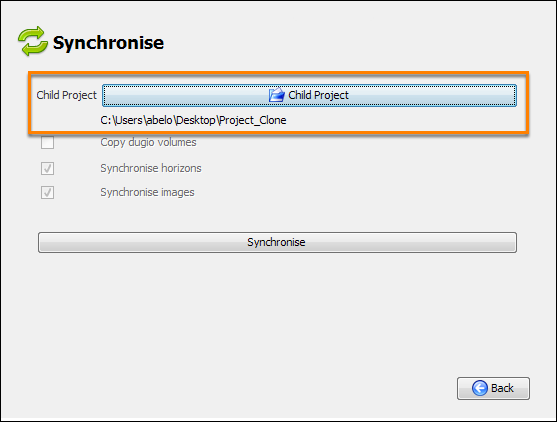 Select another project directory to be synchronised