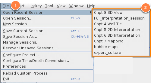 Open a recent session