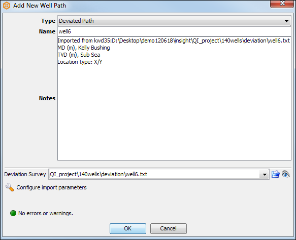 Add deviated path to well