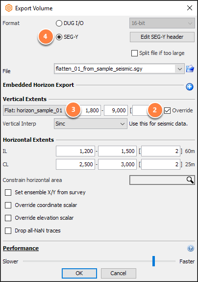 SEG-Y export