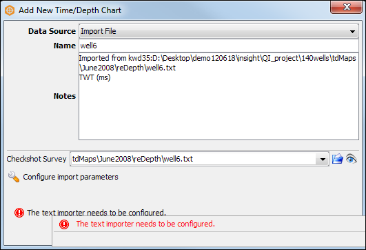 Import a checkshot file