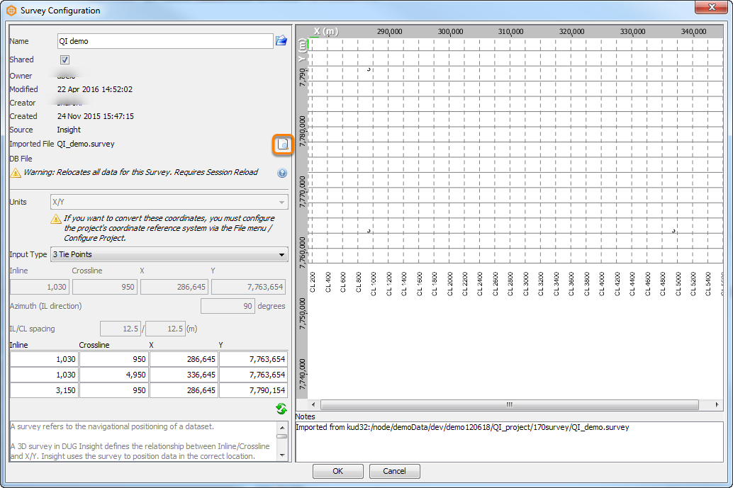 View imported survey text file
