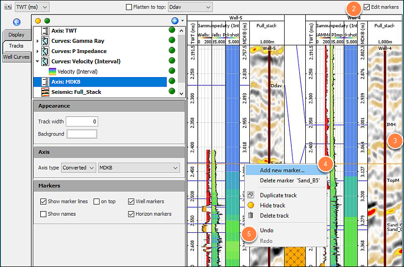Edit markers in well correlation