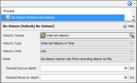 Re-datum marine vels from recording datum to MSL