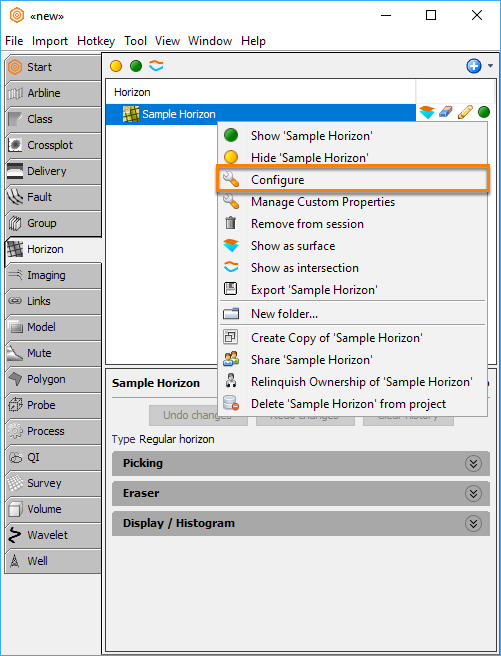 Configure a new horizon