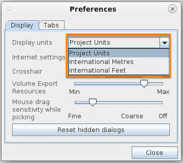 Select the preferred display unit