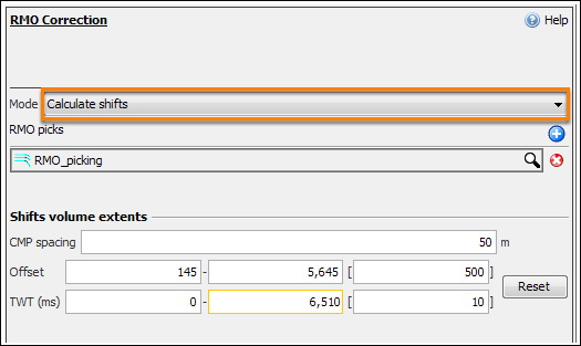 Parameters (Calculate Shifts mode)