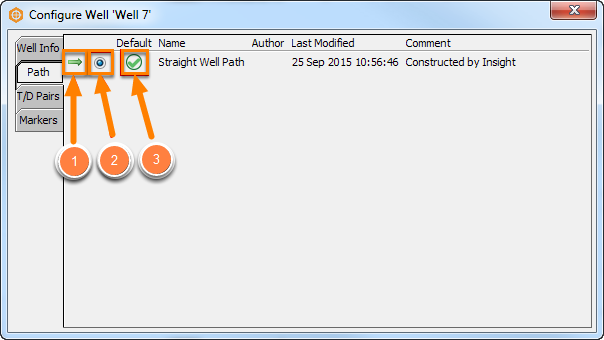Select deviation/checkshot/marker from well configuration
