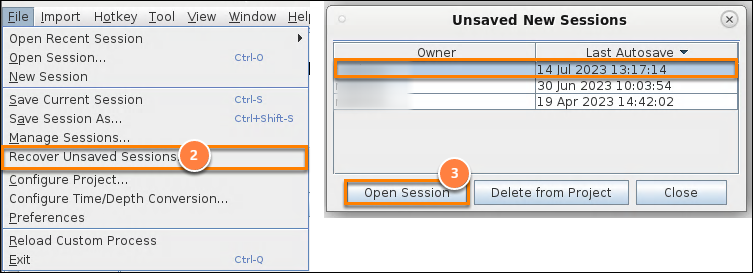 Recover Unsaved Sessions