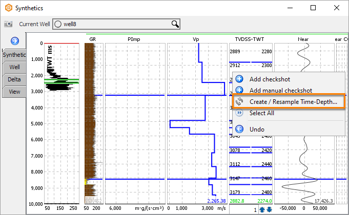 Create/resample time-depth