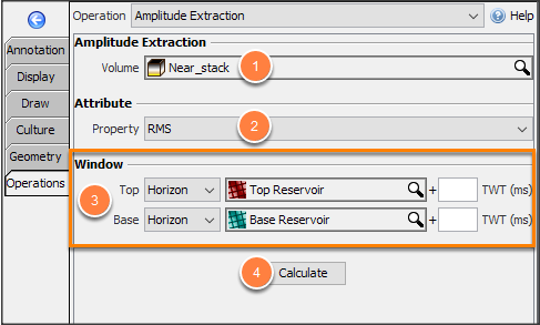 Define parameters for amplitude extraction