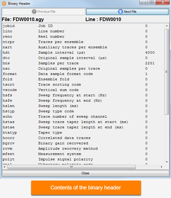 Binary header