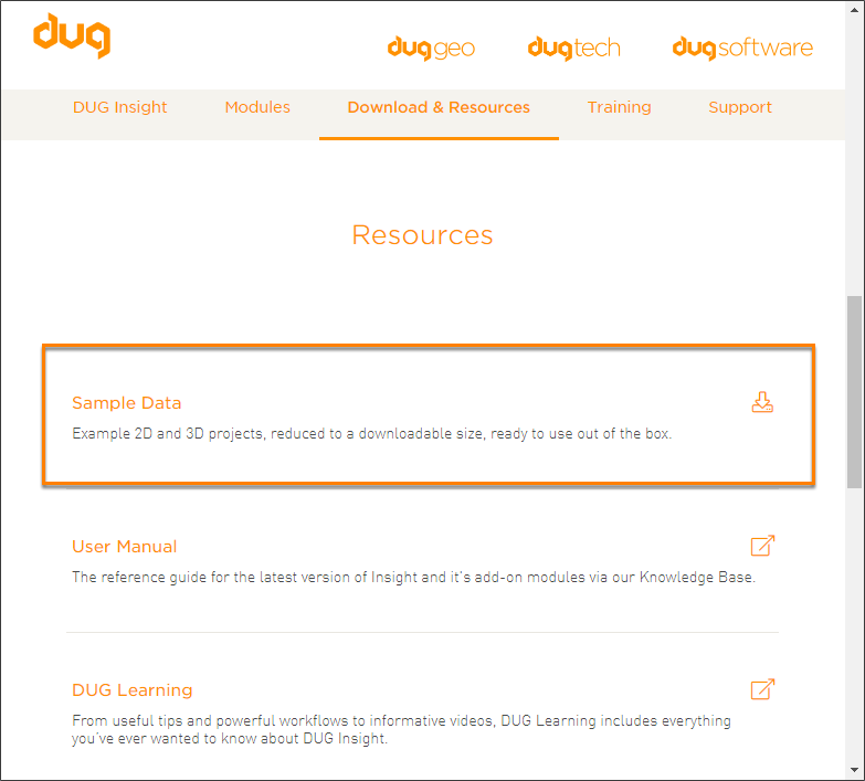 Download a sample dataset