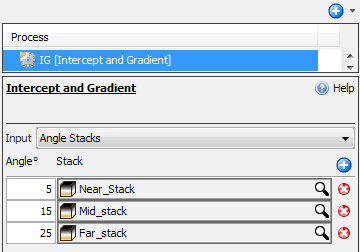Calculate intercept/gradient from angle stacks