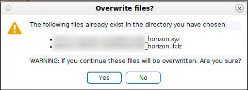 Continue export and overwrite files or cancel export