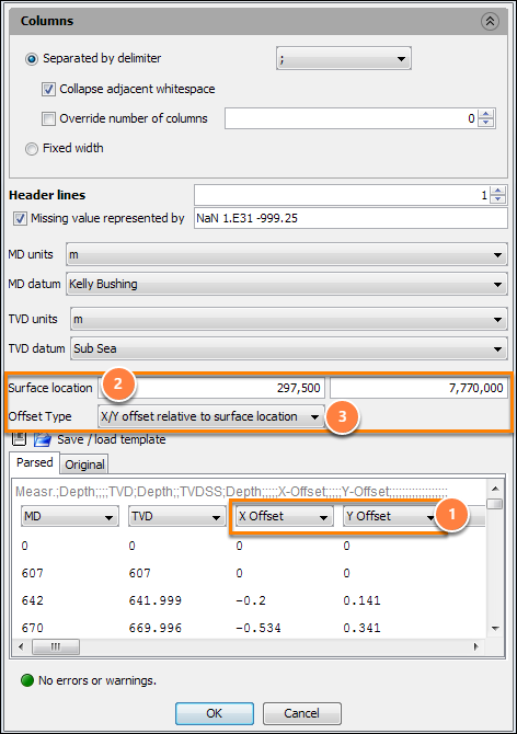 Use X Offset and Y Offset as location columns