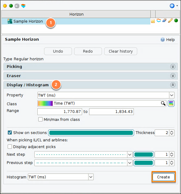 Adjust the horizon display/histogram