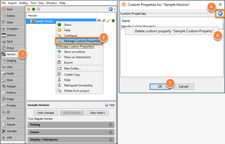 Manage custom properties of horizon