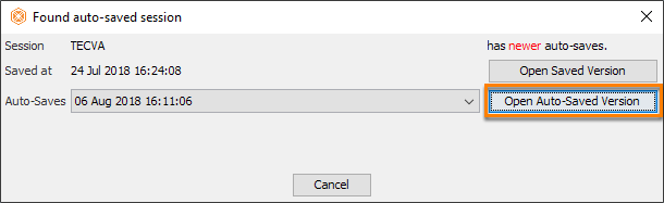 Autosaved session