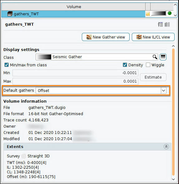 Gather volume display settings