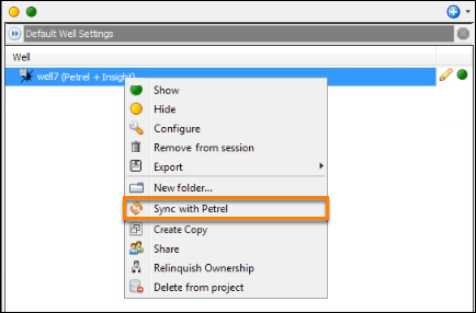 Synchronise an item between Insight and Petrel