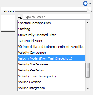 Create a velocity model process