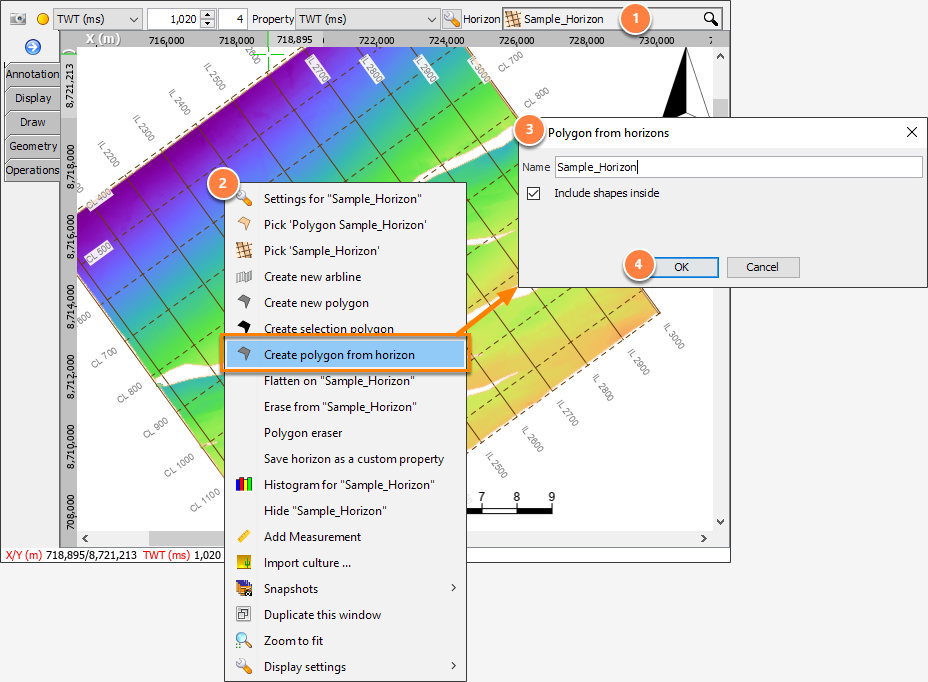Displaying contour polygons