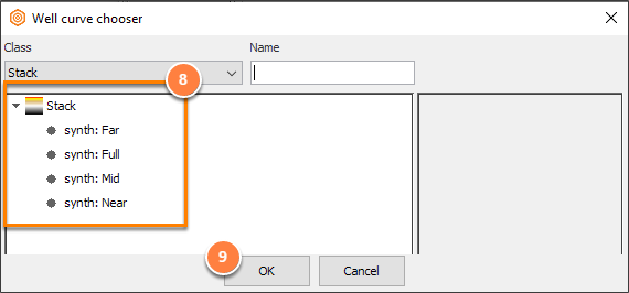 Select the synthetics curve to be displayed