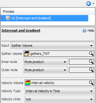 Calculate intercept/gradient from gather volume