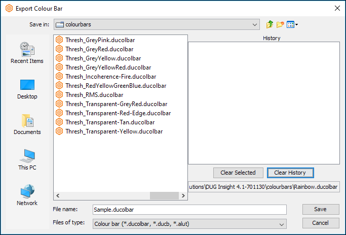 Save colourbar to .ducb format