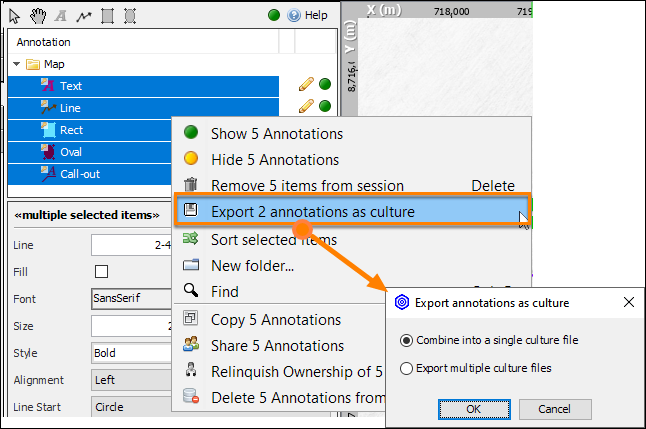 Export straight-line annotations