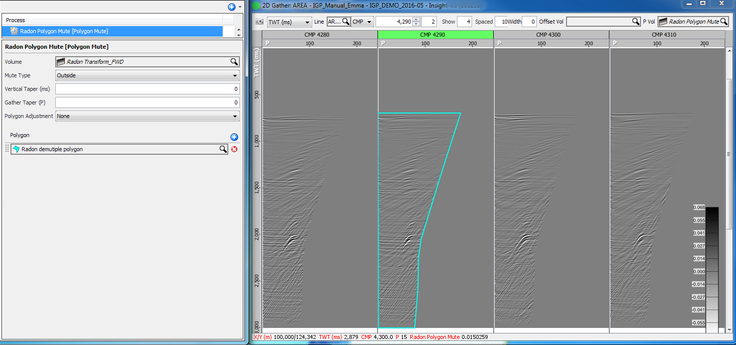 3. Tau-P transform with Polygon Mute applied