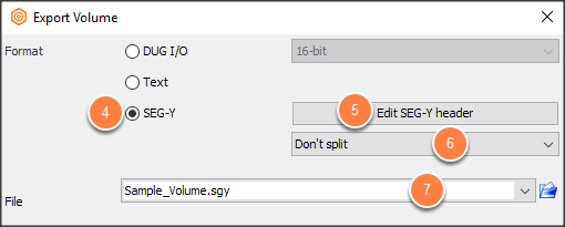 Export a 3D volume to SEG-Y