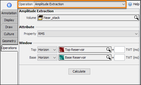 Select amplitude extraction operation