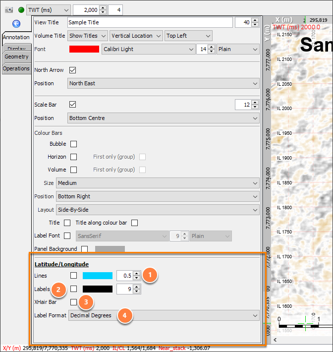Display the latitude/longitude grids in map