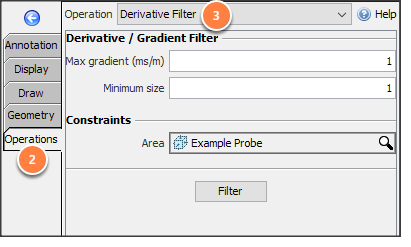 Apply derivative filter
