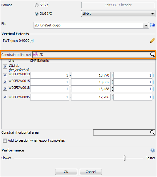 Export constrained 2D volume data