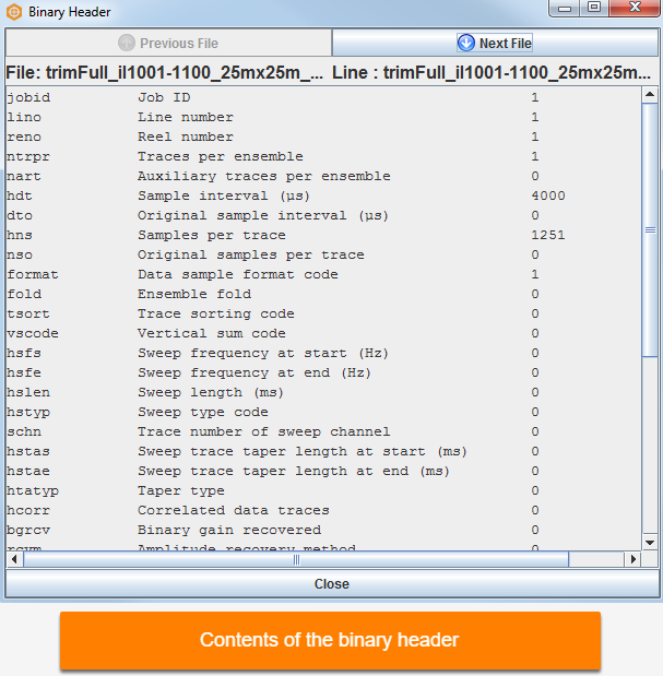 Binary header